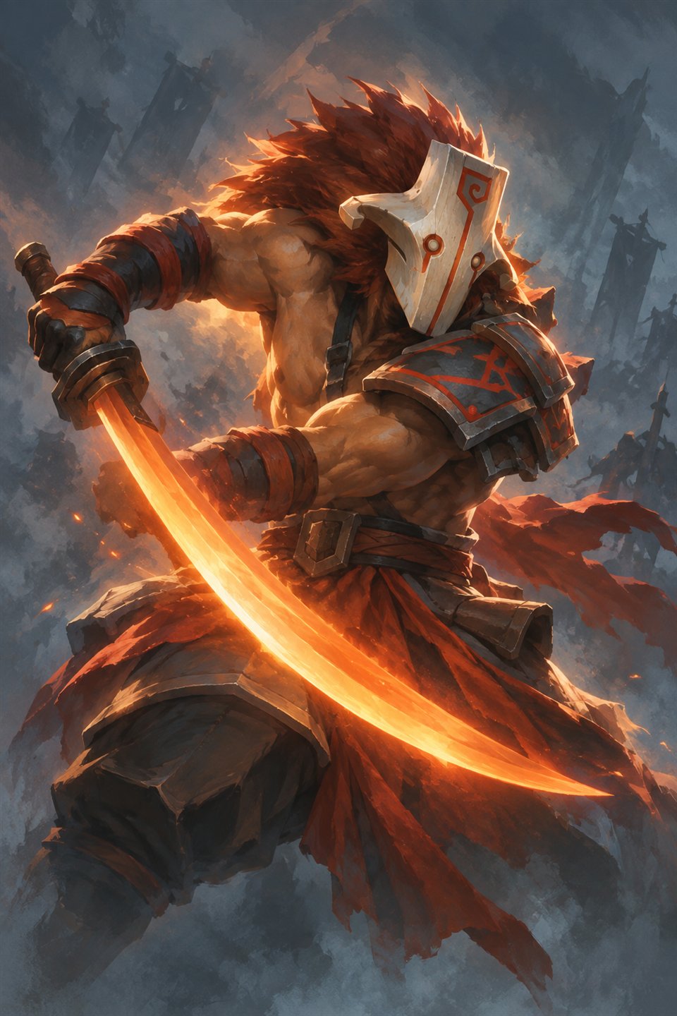 Juggernaut with his orange blade and signature ivory mask