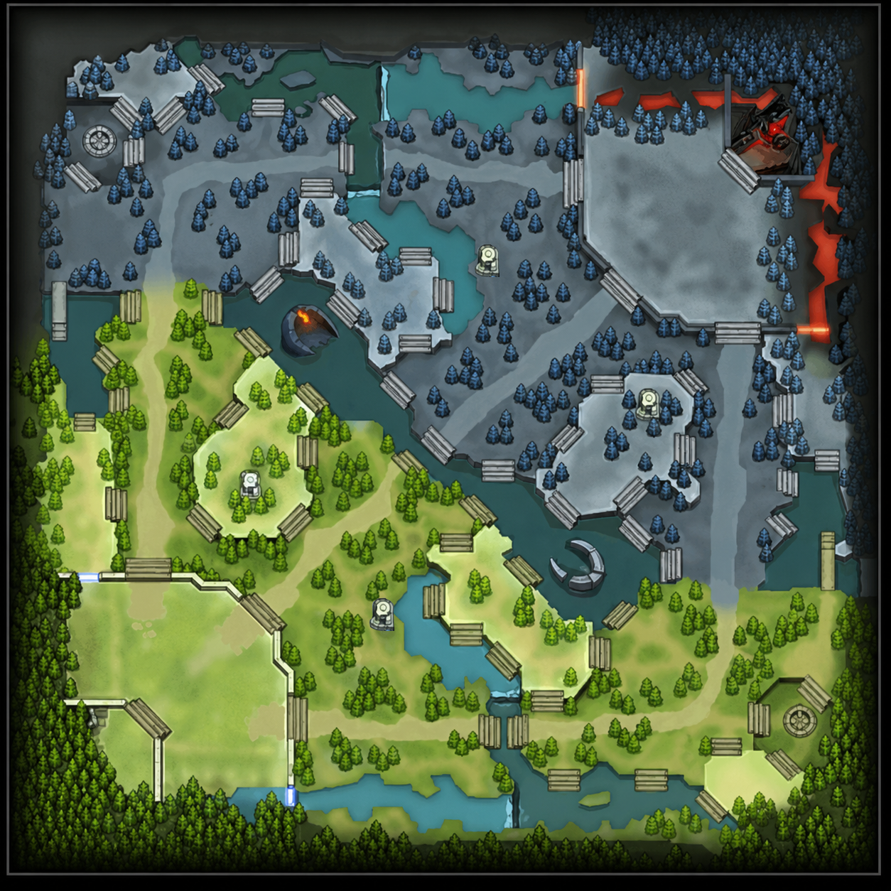 Dota 2 minimap showing ward placement clusters